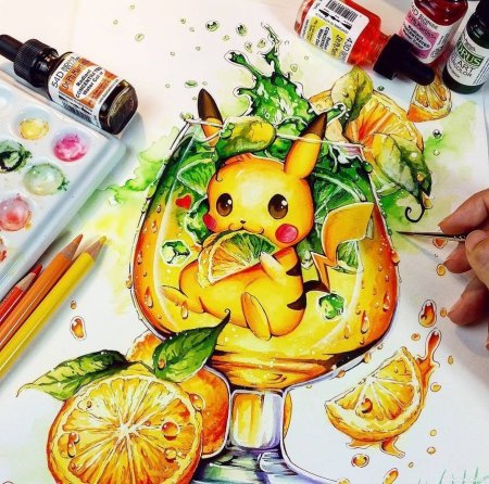 Фрукты маркерами