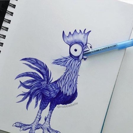 Рисунки синей ручкой