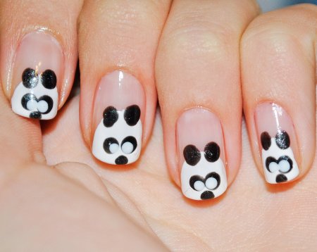 Маникюр на короткие ногти с мордочками