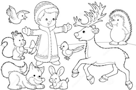 Новогодние раскраски с животными для детей