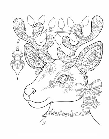 Раскраска олень новогодний