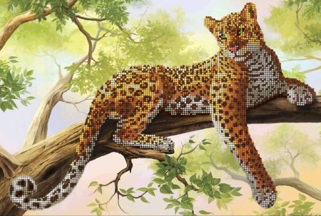 Алмазная мозаика "леопард", 40х50см. S 609