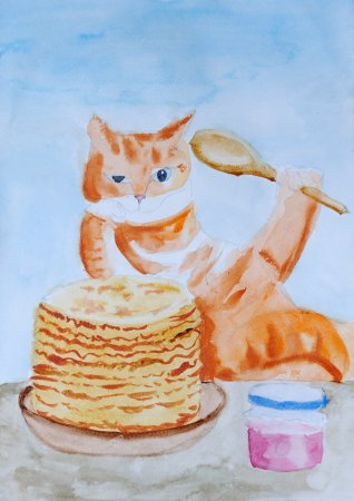 Масленица акварель