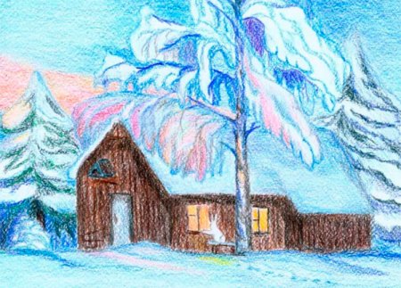 Зима карандашом