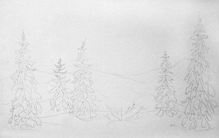 Зимний рисунок карандашом