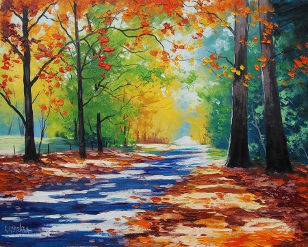 Рисование красками осень