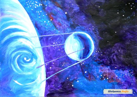 Космос цветными карандашами для детей