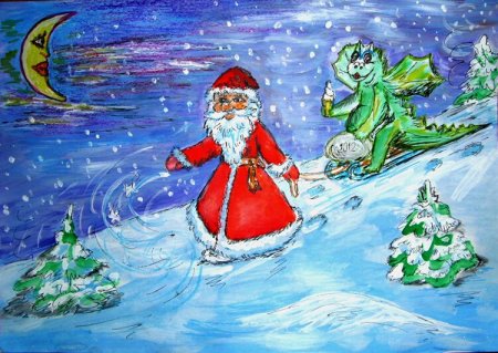 Детские рисунки на тему новый год