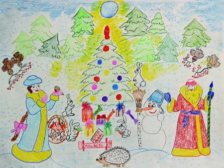 Детские рисунки к новому году