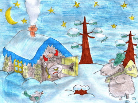 Снеговик красками