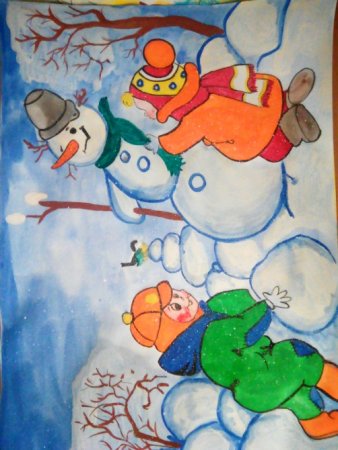 Рисование зимние развлечения