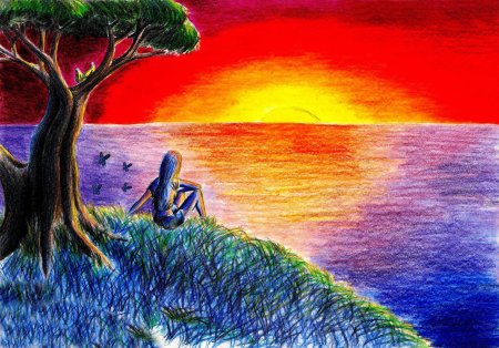 Пейзажи природы карандашом цветные