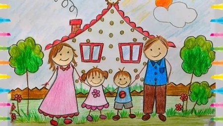 Детские рисунки счастливая семья