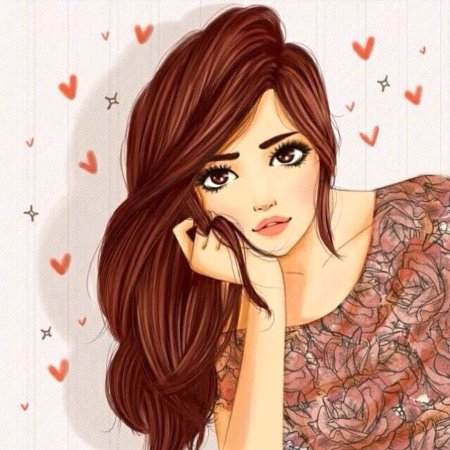 Мультяшная девушка шатенка