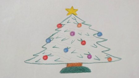 Елка детский рисунок фломастером