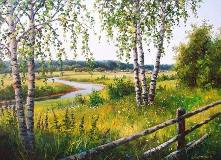 Художник Сергей Курицын деревня яблоня