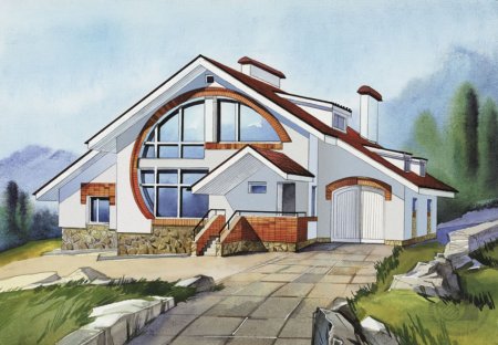 Дом и природа рисунок легко