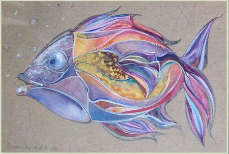 Рыбы масляной пастелью