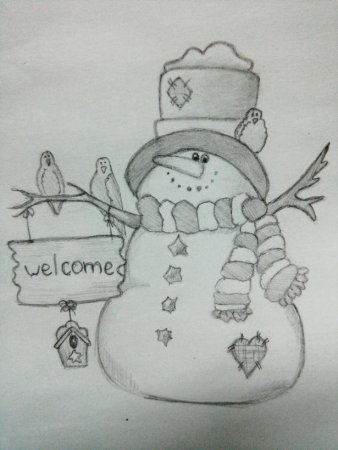 Новогодние рисунки карандашом