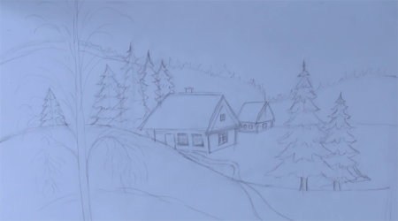 Зимние рисунки для срисовки