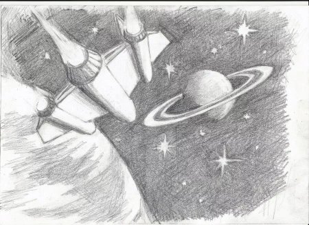 Космос рисунок карандашом