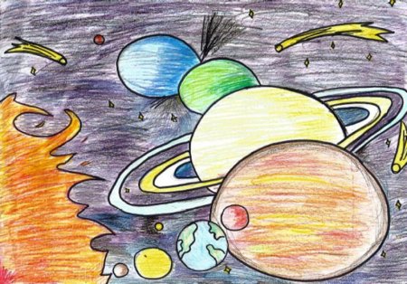 Рисунки на тему космос карандашом легкие