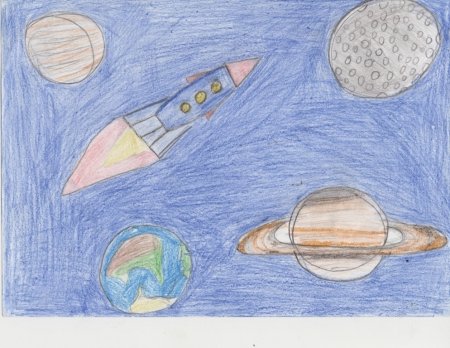 Детские рисунки про космос
