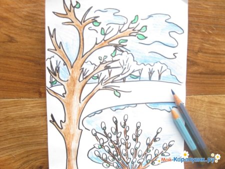 Весна рисунок карандашом