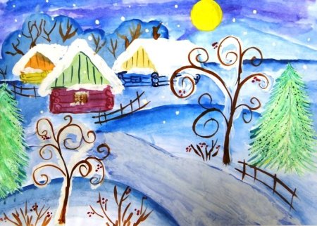 Красивый рисунок на тему зима для ребенка (50 фото)