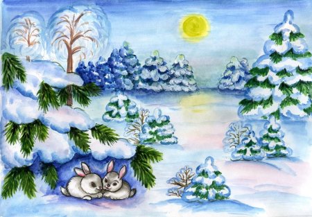 Красивый и простой рисунок на тему зимы (49 фото)