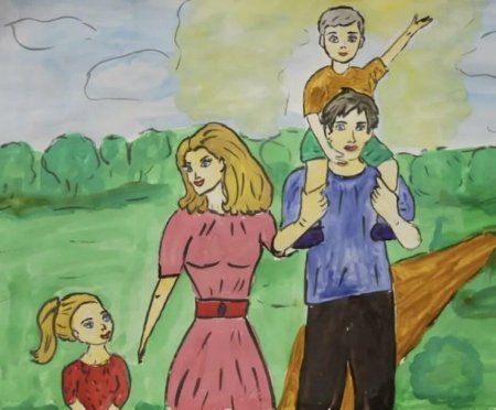 Детские рисунки на тему семья
