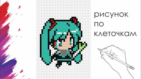 Как нарисовать по клеточкам аниме девочку