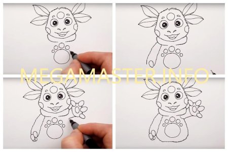 Поэтапное рисование Лунтика