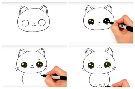 Котик для срисовки карандашом легкие