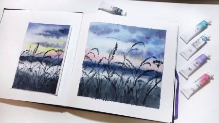 Рисунки акварелью на холсте