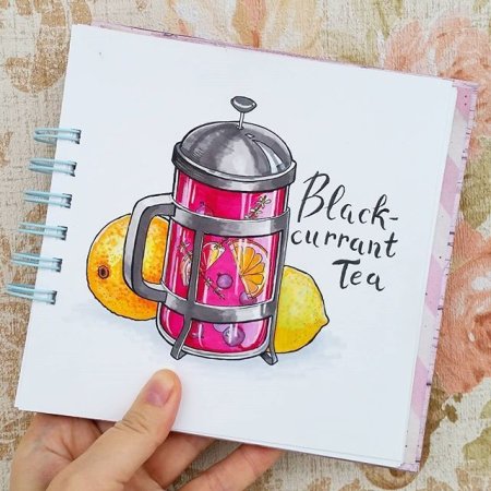 Скетчи маркерами чай