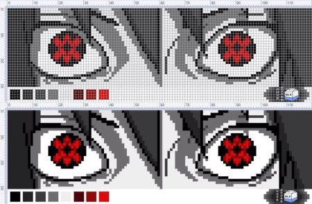 Шаринган Итачи пиксель арт