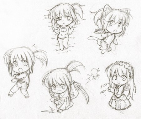 Аниме Чиби карандашом
