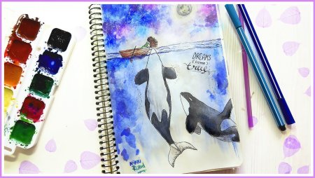 Несложные рисунки акварелью в скетчбуке