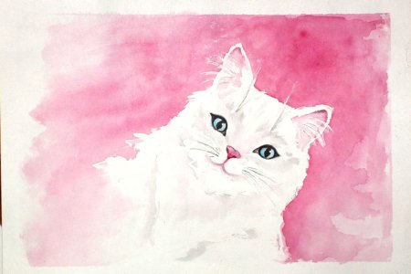 Кошка акварелью для детей