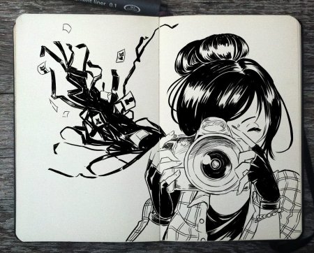 Аниме гелевой ручкой