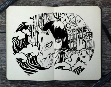 Рисунки чёрной ручкой