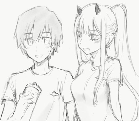 Аниме Стикеры черно белые