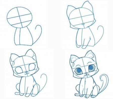 Котёнок рисунок лёгкий