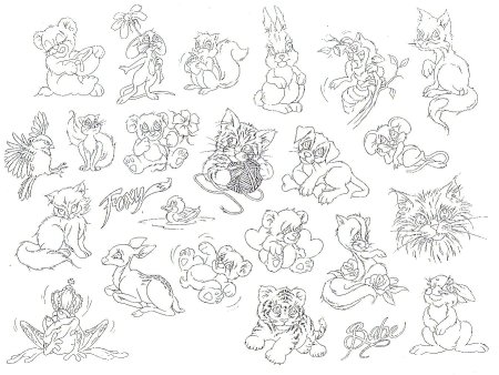 Наброски для тату на одном листе