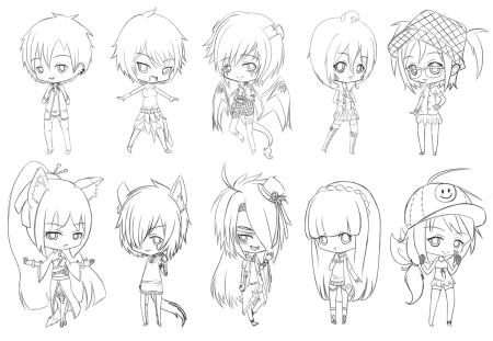 Чиби прически для рисования