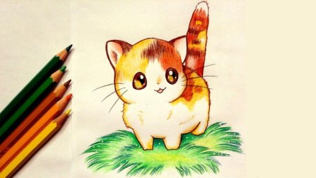 Милые котята рисунки цветными карандашами