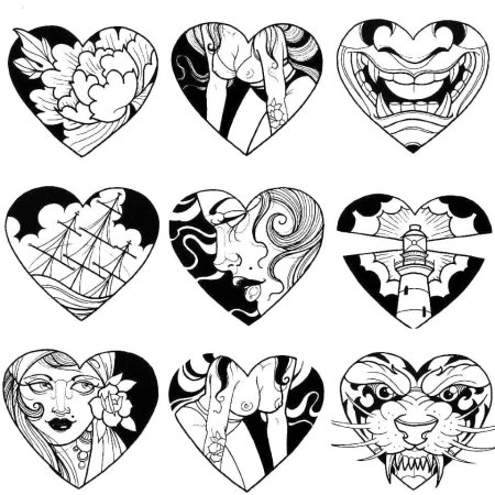 Сердце тату эскиз маленькое