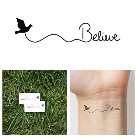 Тату надпись с птичками