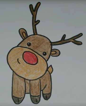 Олень рисунок карандашом для детей срисовать